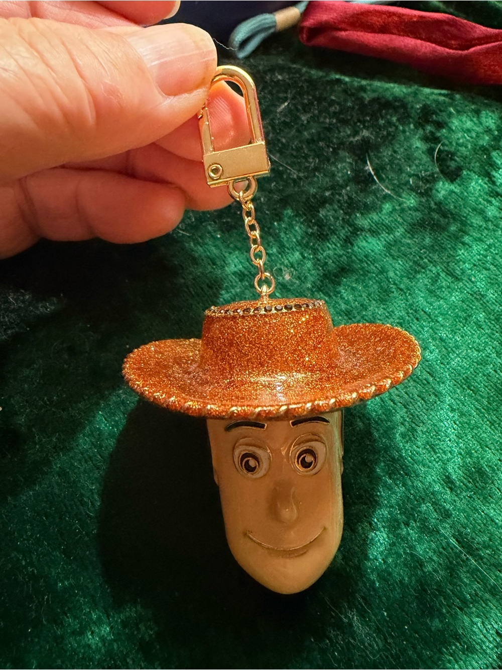 Woody From Toy Story Gold Glitter Keychain Charm - Women Accessories